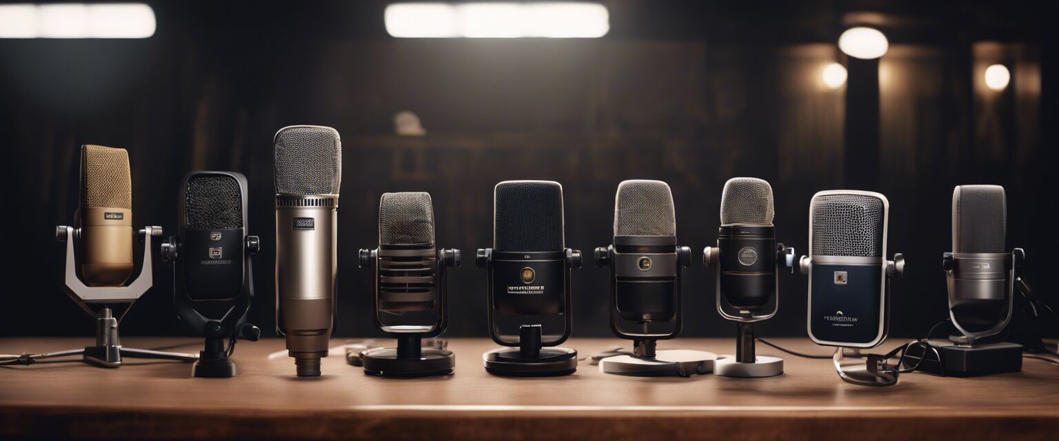 Display of professional microphone brands