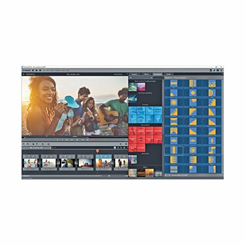 Video editing software interface with media clips and tools displayed.