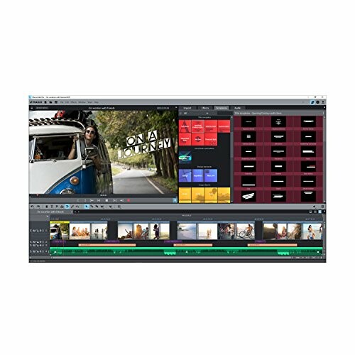 Video editing software interface with timeline and effects.